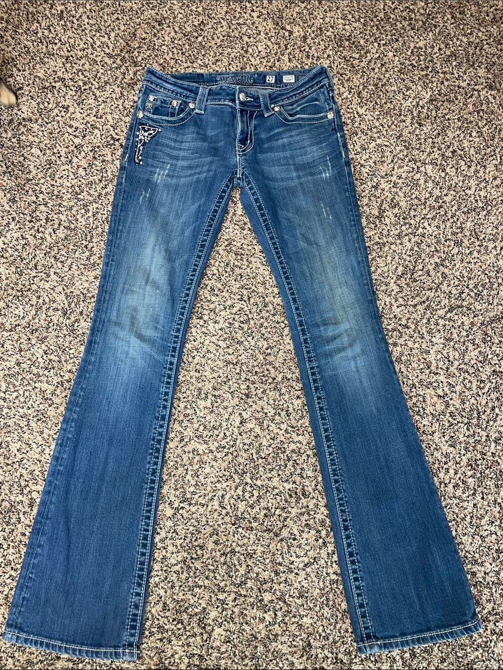 Miss Me Embellished Bootcut Denim Jeans Medium Blue Size 27 | EUC